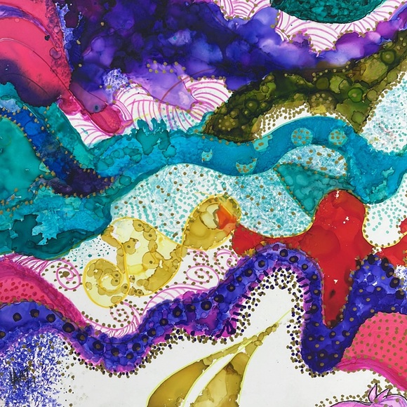 ❤️ alcohol ink artwork, 9 x 12 fun abstract - Picture 5 of 9